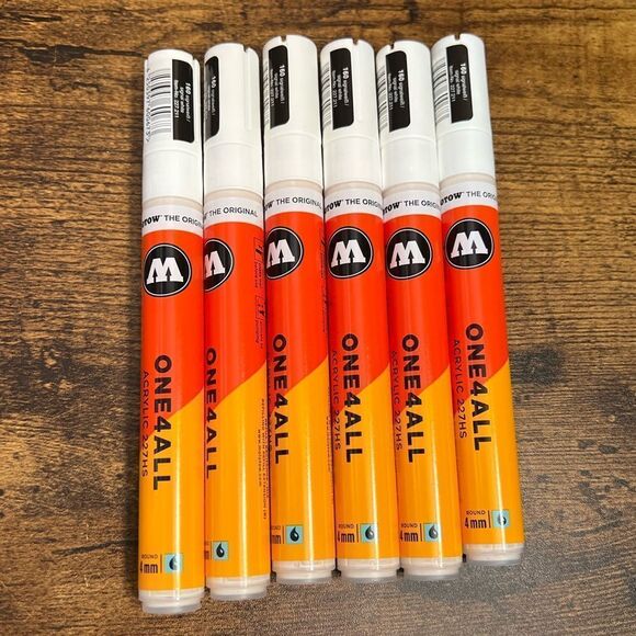 Molotow One4All Acrylic Pump Marker in Signal White. 4 mm Tip. 6-Pack. NIB! - Picture 2 of 11